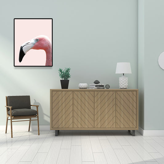 Head of Flamingo Canvas Print Tropical Textured Family Room Wall Art in Pink Clearhalo 'Art Gallery' 'Canvas Art' 'Coastal Art Gallery' 'Tropical' Arts' 1641712