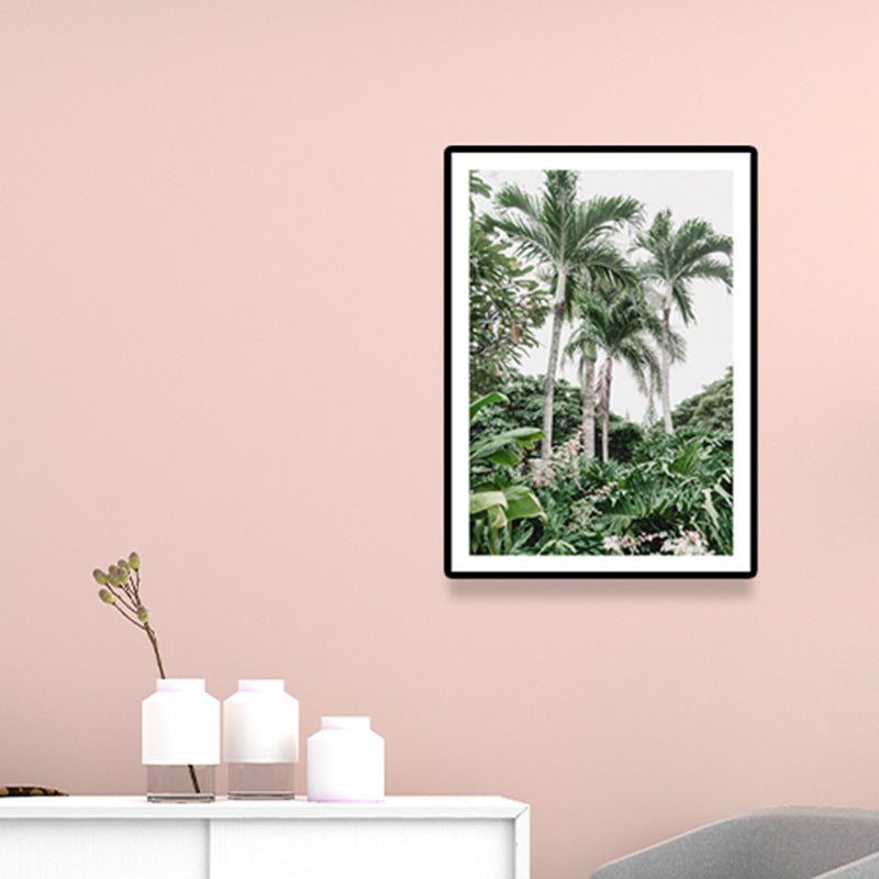 Green Areca Trees Wall Art Print Textured Tropical House Interior Wrapped Canvas Clearhalo 'Art Gallery' 'Canvas Art' 'Coastal Art Gallery' 'Tropical' Arts' 1641726