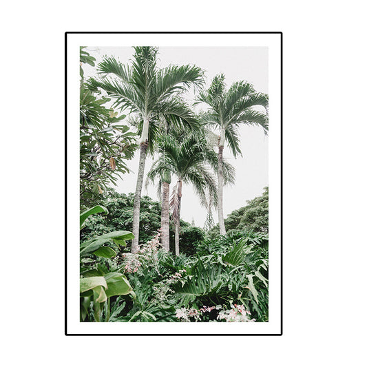 Green Areca Trees Wall Art Print Textured Tropical House Interior Wrapped Canvas Clearhalo 'Art Gallery' 'Canvas Art' 'Coastal Art Gallery' 'Tropical' Arts' 1641727