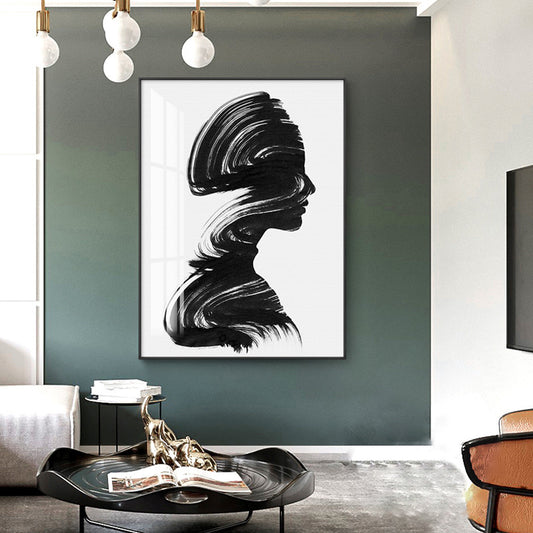 Brush Stroke Woman Painting Minimalistic Canvas Wall Art Decor in Black and White Black Clearhalo 'Art Gallery' 'Canvas Art' 'Contemporary Art Gallery' 'Contemporary Art' 'Minimalism' 'Minimalist Art Gallery' 'Scandinavian' Arts' 1641738