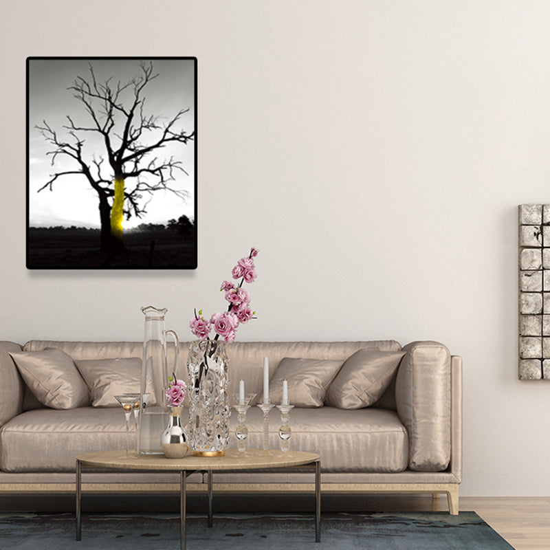 Vintage Bare Tree Wall Decor Canvas Textured Dark Color Wall Art Print for Corridor Clearhalo 'Arts' 'Canvas Art' 1641754