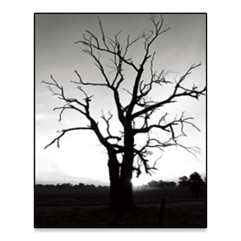 Vintage Bare Tree Wall Decor Canvas Textured Dark Color Wall Art Print for Corridor Clearhalo 'Arts' 'Canvas Art' 1641762