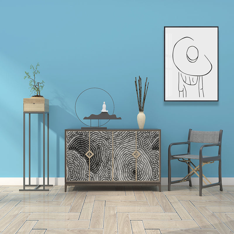 Hat Girl's Back Portrait Painting White Canvas Wall Art Decor Textured, Multiple Sizes Clearhalo 'Arts' 'Canvas Art' 1641817