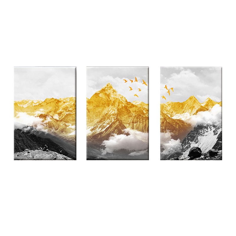 Gold Mountain Landscape Canvas Print Multi-Piece Glam Sitting Room Wall Art Clearhalo 'Arts' 'Canvas Art' 1641825