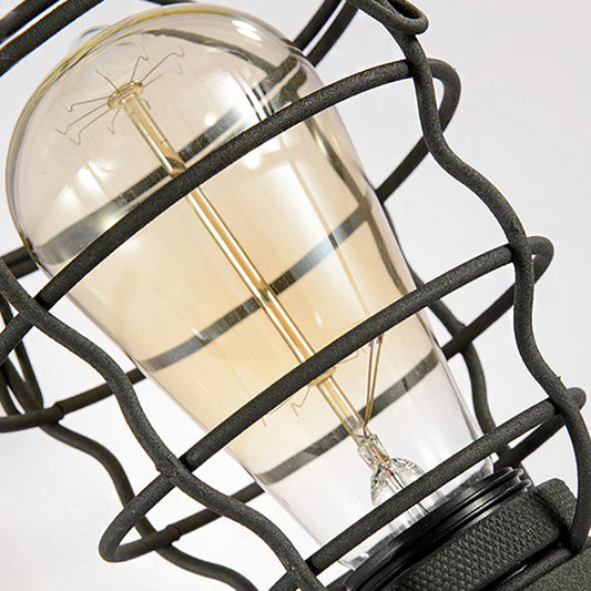 Vintage Industrial Caged Sconce Lamp 1 Light Metal Wall Mount Light with Water Pipe in Black for Dining Room Clearhalo 'Art deco wall lights' 'Cast Iron' 'Glass' 'Industrial wall lights' 'Industrial' 'Middle century wall lights' 'Modern' 'Rustic wall lights' 'Tiffany' 'Traditional wall lights' 'Wall Lamps & Sconces' 'Wall Lights' Lighting' 164192