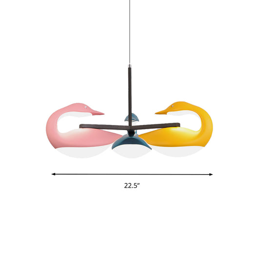 Three Light Swan LED Chandelier Nordic Style Acrylic Colorful Suspended Lamp for Kids Room, Third Gear Clearhalo 'Ceiling Lights' 'Modern Pendants' 'Modern' 'Pendant Lights' 'Pendants' Lighting' 164238