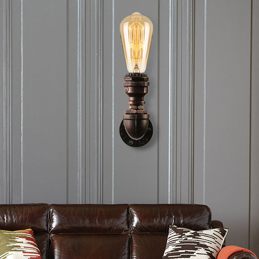 Water Pipe Metallic Wall Lighting with Bare Bulb Industrial 1 Light Living Room Mini Wall Mount Light in Black/Copper Copper Clearhalo 'Art deco wall lights' 'Cast Iron' 'Glass' 'Industrial wall lights' 'Industrial' 'Middle century wall lights' 'Modern' 'Rustic wall lights' 'Tiffany' 'Traditional wall lights' 'Wall Lamps & Sconces' 'Wall Lights' Lighting' 164317