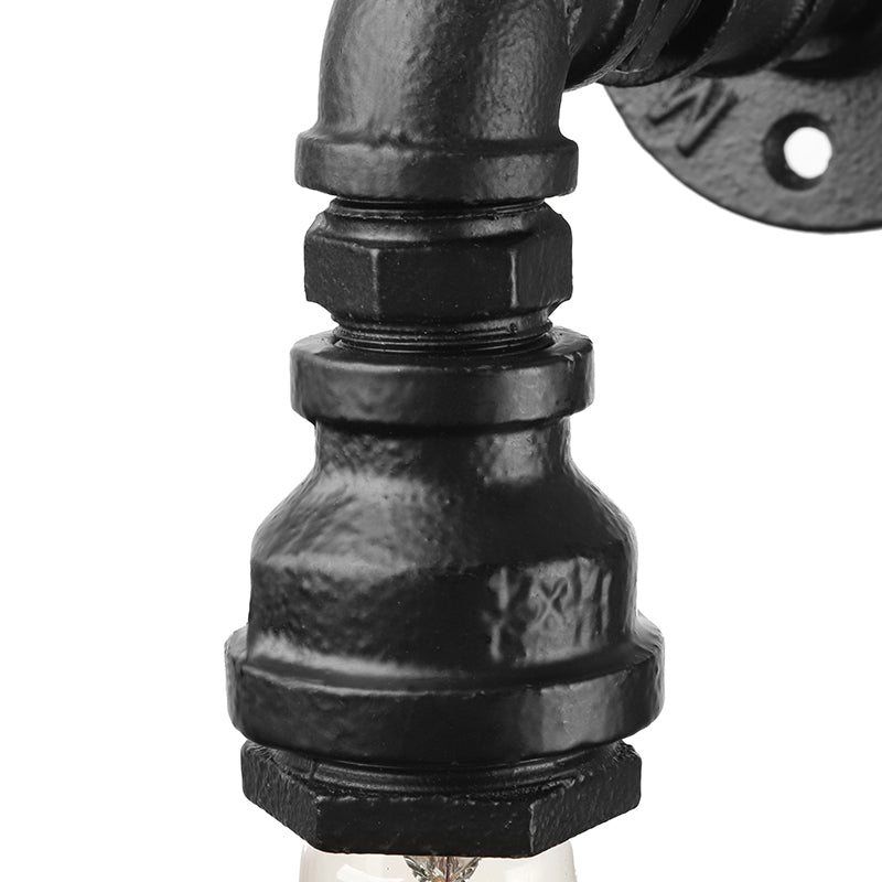 Water Pipe Metallic Wall Lighting with Bare Bulb Industrial 1 Light Living Room Mini Wall Mount Light in Black/Copper Clearhalo 'Art deco wall lights' 'Cast Iron' 'Glass' 'Industrial wall lights' 'Industrial' 'Middle century wall lights' 'Modern' 'Rustic wall lights' 'Tiffany' 'Traditional wall lights' 'Wall Lamps & Sconces' 'Wall Lights' Lighting' 164331