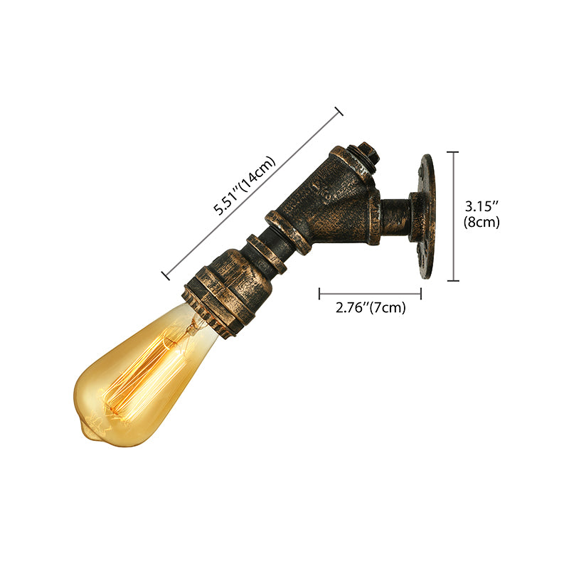 1 Light Wall Lighting Farmhouse Style Open Bulb Iron Mini Wall Mount Light with Water Pipe in Bronze Clearhalo 'Art deco wall lights' 'Cast Iron' 'Glass' 'Industrial wall lights' 'Industrial' 'Middle century wall lights' 'Modern' 'Rustic wall lights' 'Tiffany' 'Traditional wall lights' 'Wall Lamps & Sconces' 'Wall Lights' Lighting' 164442