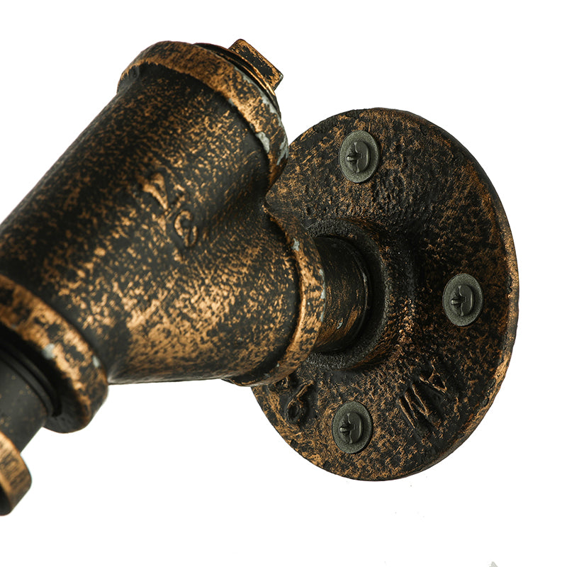 1 Light Wall Lighting Farmhouse Style Open Bulb Iron Mini Wall Mount Light with Water Pipe in Bronze Clearhalo 'Art deco wall lights' 'Cast Iron' 'Glass' 'Industrial wall lights' 'Industrial' 'Middle century wall lights' 'Modern' 'Rustic wall lights' 'Tiffany' 'Traditional wall lights' 'Wall Lamps & Sconces' 'Wall Lights' Lighting' 164444