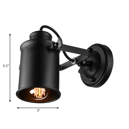 1 Light Rotatable Wall Mount Lighting with Cylinder Metal Shade Industrial Indoor Sconce Light in Black Clearhalo 'Art deco wall lights' 'Cast Iron' 'Glass' 'Industrial wall lights' 'Industrial' 'Middle century wall lights' 'Modern' 'Rustic wall lights' 'Tiffany' 'Traditional wall lights' 'Wall Lamps & Sconces' 'Wall Lights' Lighting' 164614