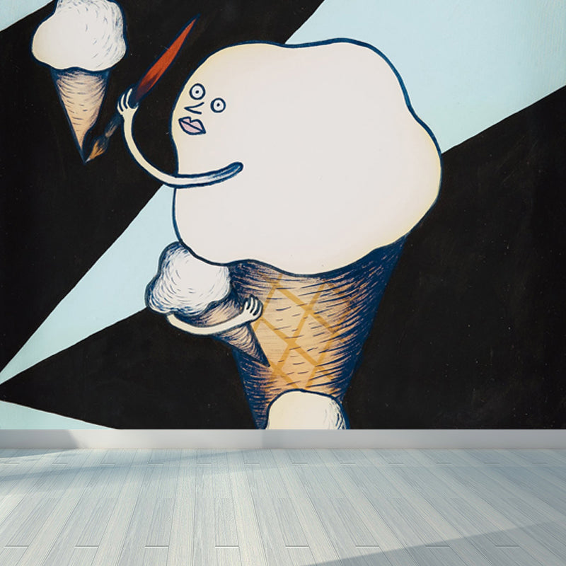 Figure Printed Wall Mural Modern Art Decorative Living Room Wall Covering, Custom Black Clearhalo 'Wall Decor' 'Wall Mural' 1646235