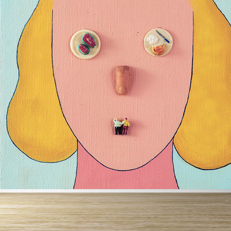 Figure Printed Wall Mural Modern Art Decorative Living Room Wall Covering, Custom Clearhalo 'Wall Decor' 'Wall Mural' 1646242