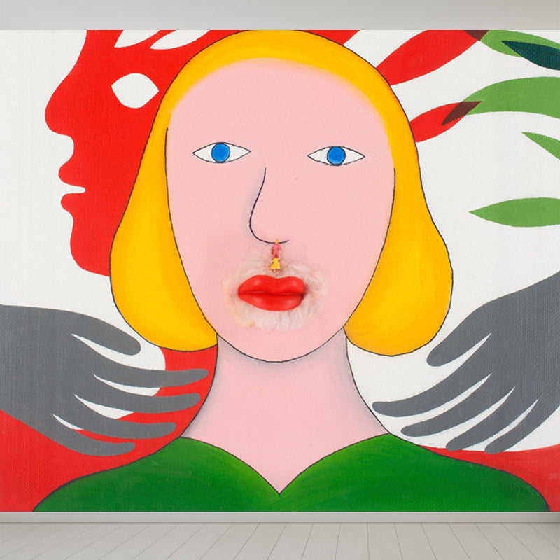 Figure Printed Wall Mural Modern Art Decorative Living Room Wall Covering, Custom Red Clearhalo 'Wall Decor' 'Wall Mural' 1646245