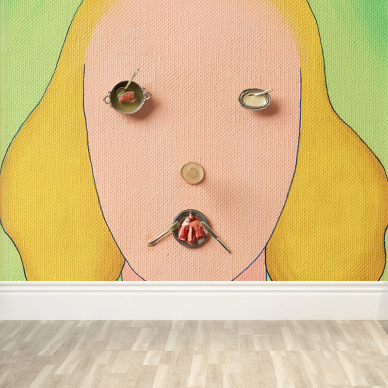 Figure Printed Wall Mural Modern Art Decorative Living Room Wall Covering, Custom Clearhalo 'Wall Decor' 'Wall Mural' 1646252