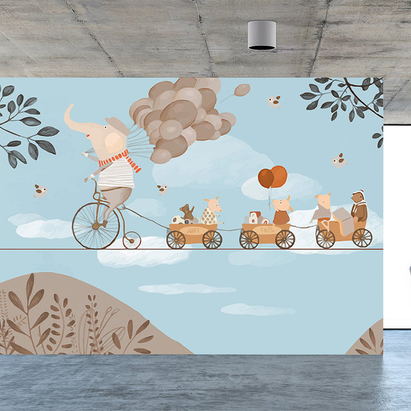 Giant Children's Art Wall Mural in Pastel Color Cartoon Animals Wall Decor, Custom Printed Clearhalo 'Wall Decor' 'Wall Mural' 1646296