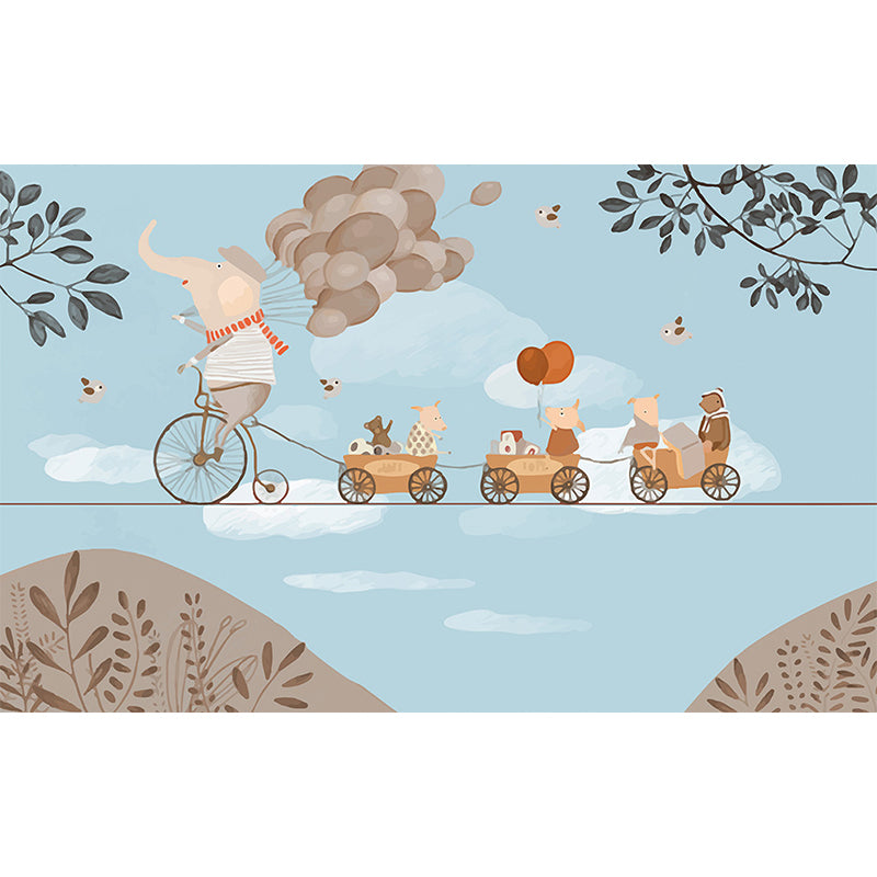 Giant Children's Art Wall Mural in Pastel Color Cartoon Animals Wall Decor, Custom Printed Clearhalo 'Wall Decor' 'Wall Mural' 1646298