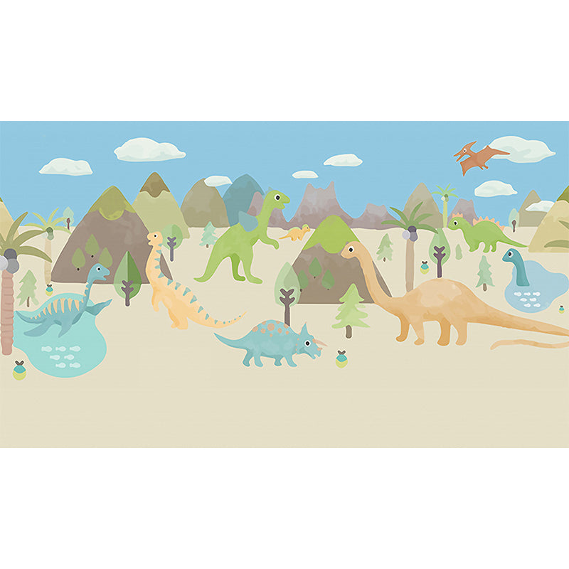Giant Children's Art Wall Mural in Pastel Color Cartoon Animals Wall Decor, Custom Printed Clearhalo 'Wall Decor' 'Wall Mural' 1646308