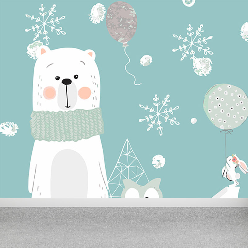 Giant Children's Art Wall Mural in Pastel Color Cartoon Animals Wall Decor, Custom Printed Clearhalo 'Wall Decor' 'Wall Mural' 1646311