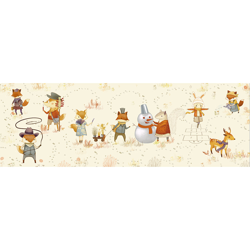 Delightful Cartoon Animals Wall Mural for Kids Room Spring Wall Decor, Customised Clearhalo 'Wall Decor' 'Wall Mural' 1646328