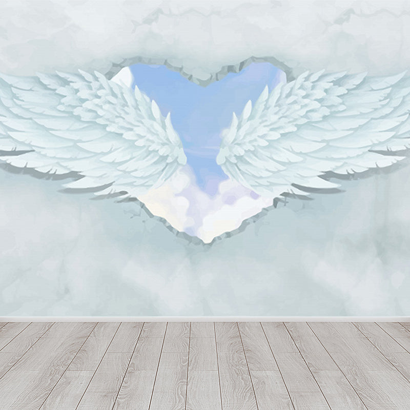 Spreading Wing Mural Decal Soft Color Contemporary Wall Covering for Living Room Blue Clearhalo 'Wall Decor' 'Wall Mural' 1646335