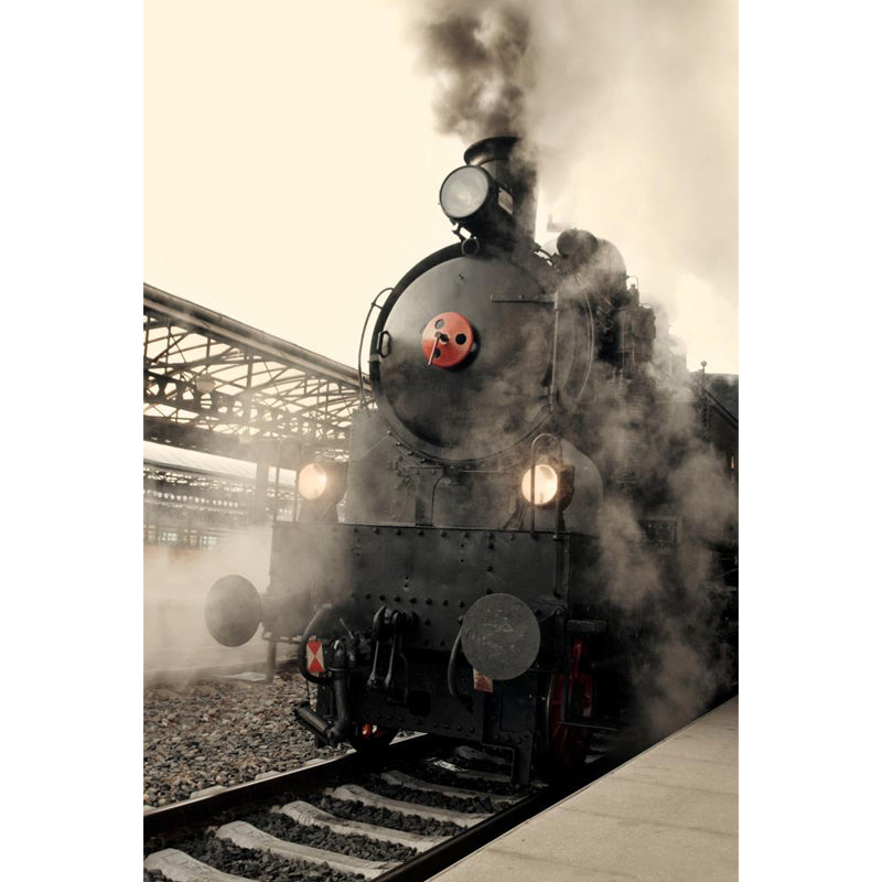 Imposing Train View Mural Decal for Guest Room, Soft Color, Custom Size Available Clearhalo 'Wall Decor' 'Wall Mural' 1646378