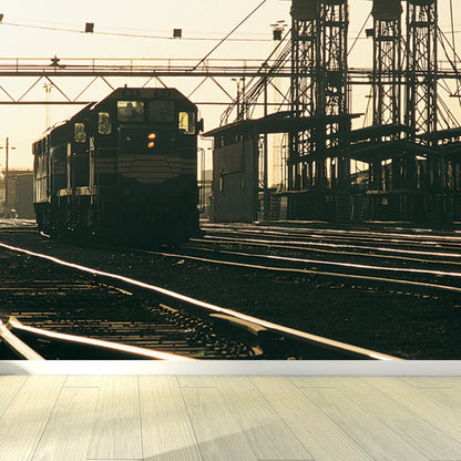 Imposing Train View Mural Decal for Guest Room, Soft Color, Custom Size Available Brown Design 2 Clearhalo 'Wall Decor' 'Wall Mural' 1646380