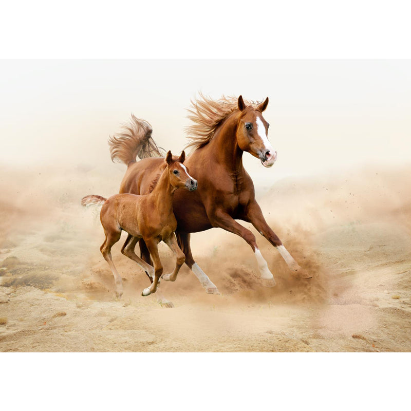 Running Horse Scenery Mural Decal for Girls Bedroom, Brown, Custom Size Available Clearhalo 'Wall Decor' 'Wall Mural' 1646388