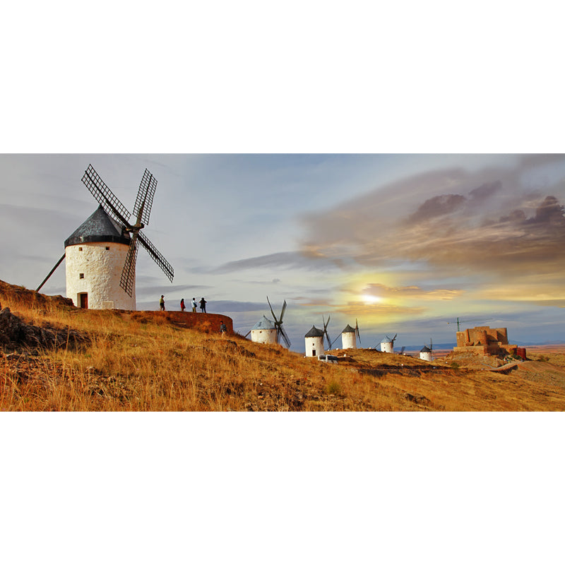 Extra Large Windmill Mural Brown Non-Woven Wall Art for Home Decor, Personalised Clearhalo 'Wall Decor' 'Wall Mural' 1646408
