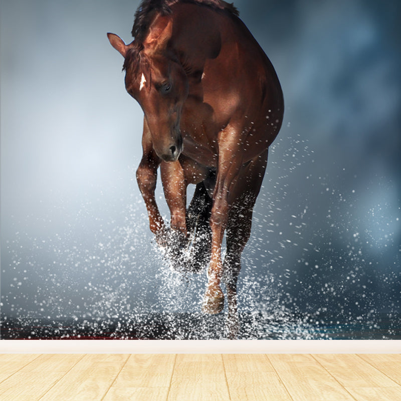 Extra Large Horse Mural Soft Color Non-Woven Wall Decor for Living Room, Personalised Blue Clearhalo 'Wall Decor' 'Wall Mural' 1646430