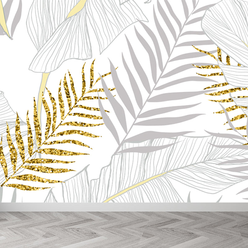 Huge Botanical Leaves Mural Wallpaper Washable Tropical Living Room Wall Covering Clearhalo 'Wall Decor' 'Wall Mural' 1646471