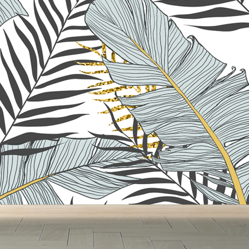 Huge Botanical Leaves Mural Wallpaper Washable Tropical Living Room Wall Covering Clearhalo 'Wall Decor' 'Wall Mural' 1646477