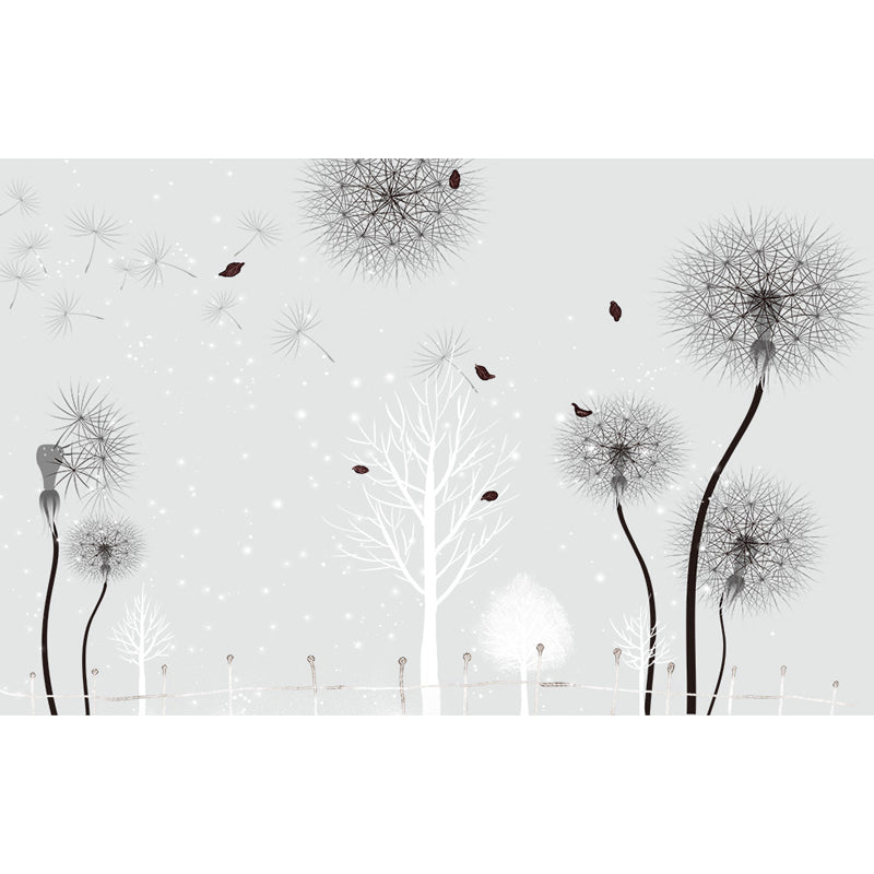 Giant Dandelion Mural Decal Light Color Non-Woven Wall Art for Wall Decor, Made to Measure Clearhalo 'Wall Decor' 'Wall Mural' 1646498