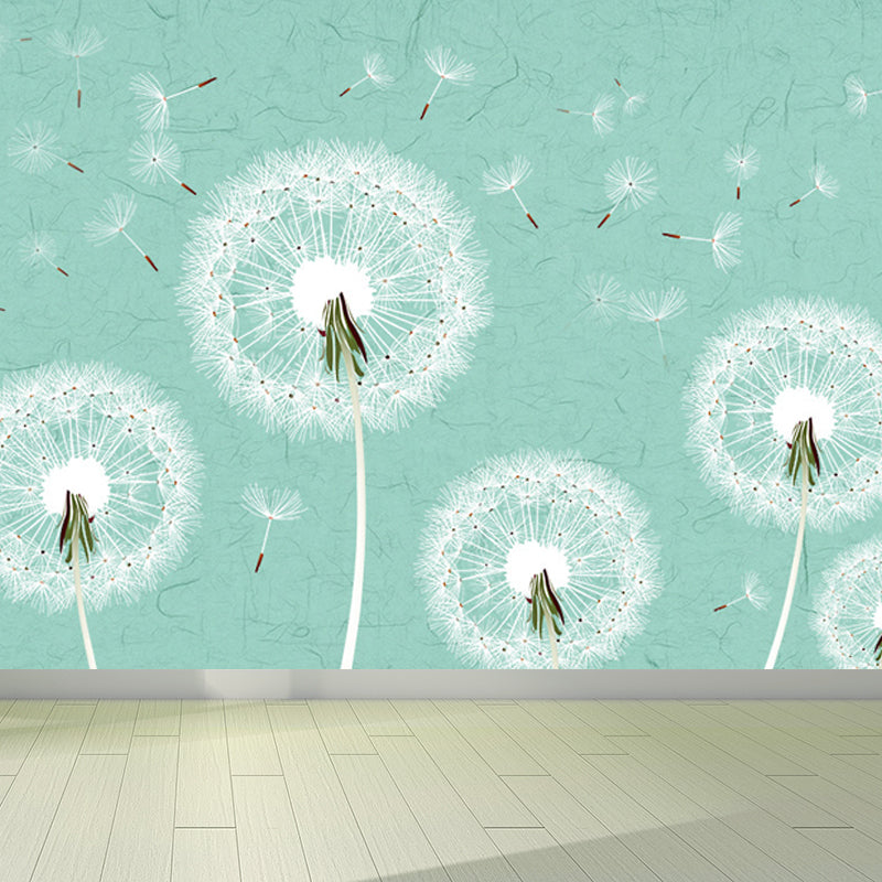 Giant Dandelion Mural Decal Light Color Non-Woven Wall Art for Wall Decor, Made to Measure Green Clearhalo 'Wall Decor' 'Wall Mural' 1646505