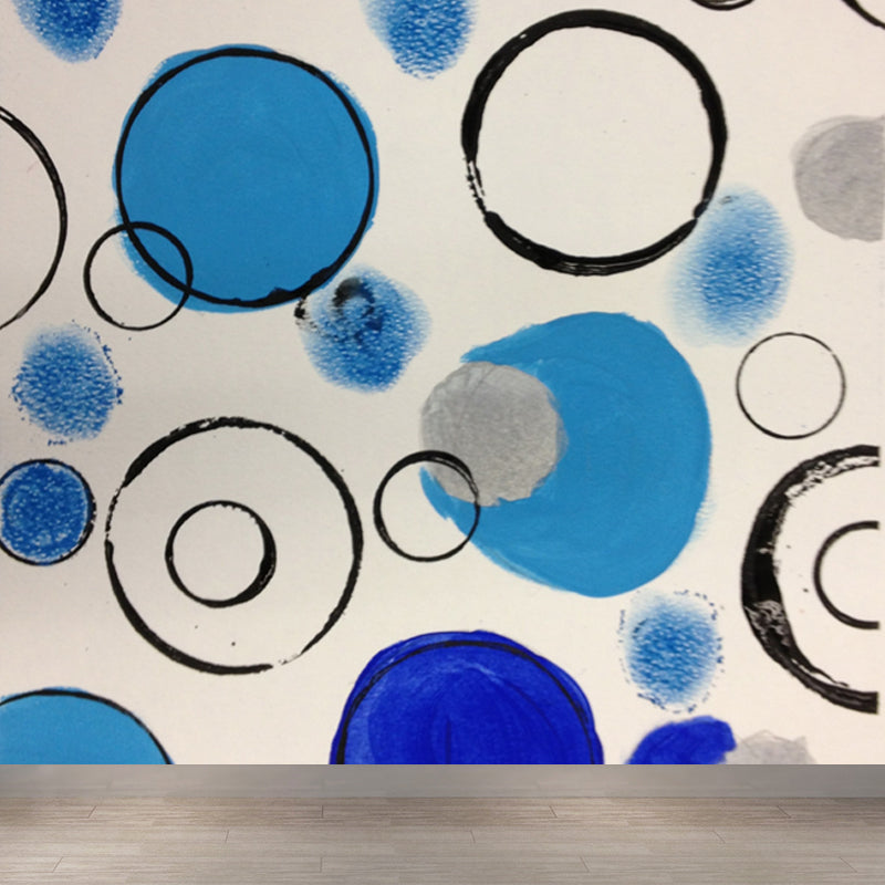 Circular Printed Mural Decal Modern Art Non-Woven Texture Wall Covering in Pastel Color Blue Clearhalo 'Wall Decor' 'Wall Mural' 1646530