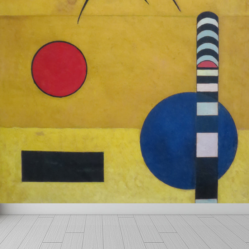 Circular Printed Mural Decal Modern Art Non-Woven Texture Wall Covering in Pastel Color Yellow Clearhalo 'Wall Decor' 'Wall Mural' 1646535