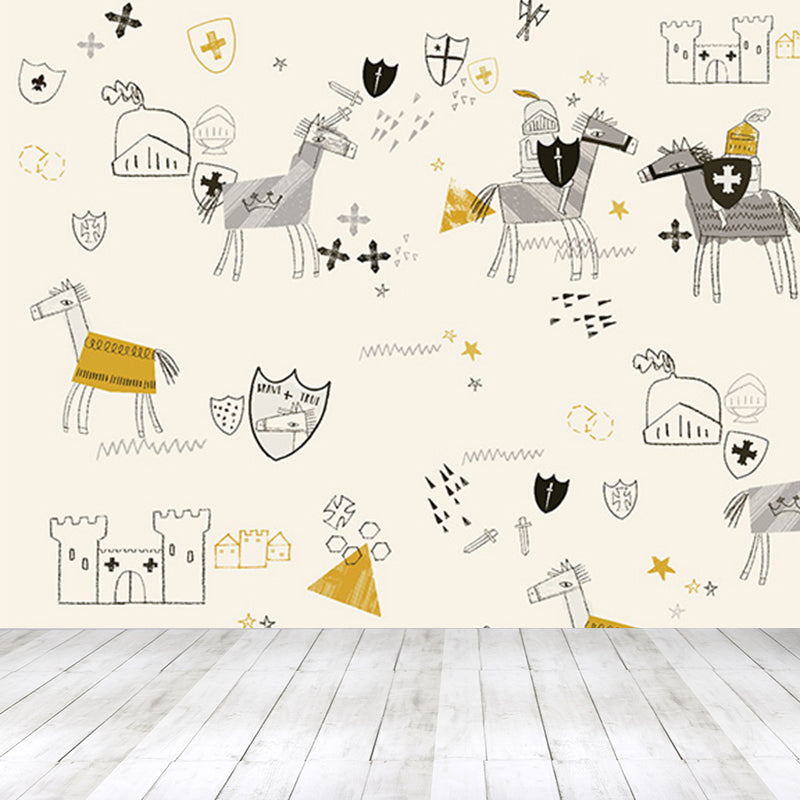 Stain Resistant Cartoon Print Mural Non-Woven Children's Art Wall Decor for Kids Room Clearhalo 'Wall Decor' 'Wall Mural' 1646587