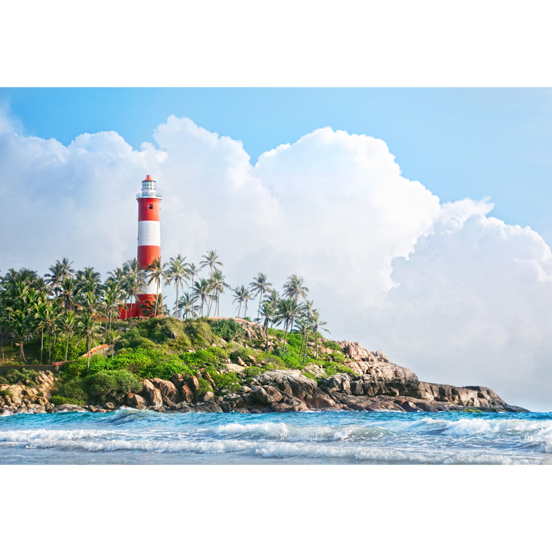 Full Size Photography Nautical Mural Wallpaper with Lighthouse Landscape in Blue Clearhalo 'Wall Decor' 'Wall Mural' 1646603