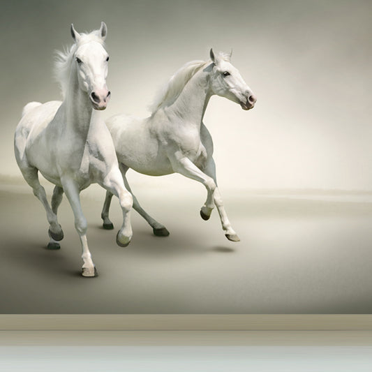 Big White Horse Print Mural Wallpaper Decorative Contemporary Living Room Wall Art Clearhalo 'Wall Decor' 'Wall Mural' 1646647