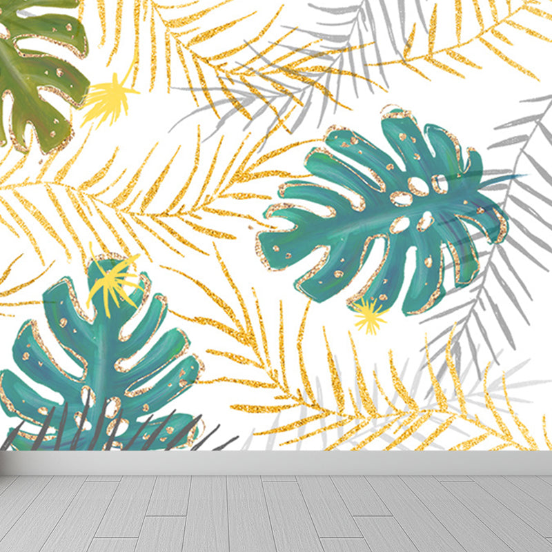 Waterproof Leaves Wall Mural Tropical Non-Woven Wall Decor, Custom Size Available Clearhalo 'Wall Decor' 'Wall Mural' 1646652
