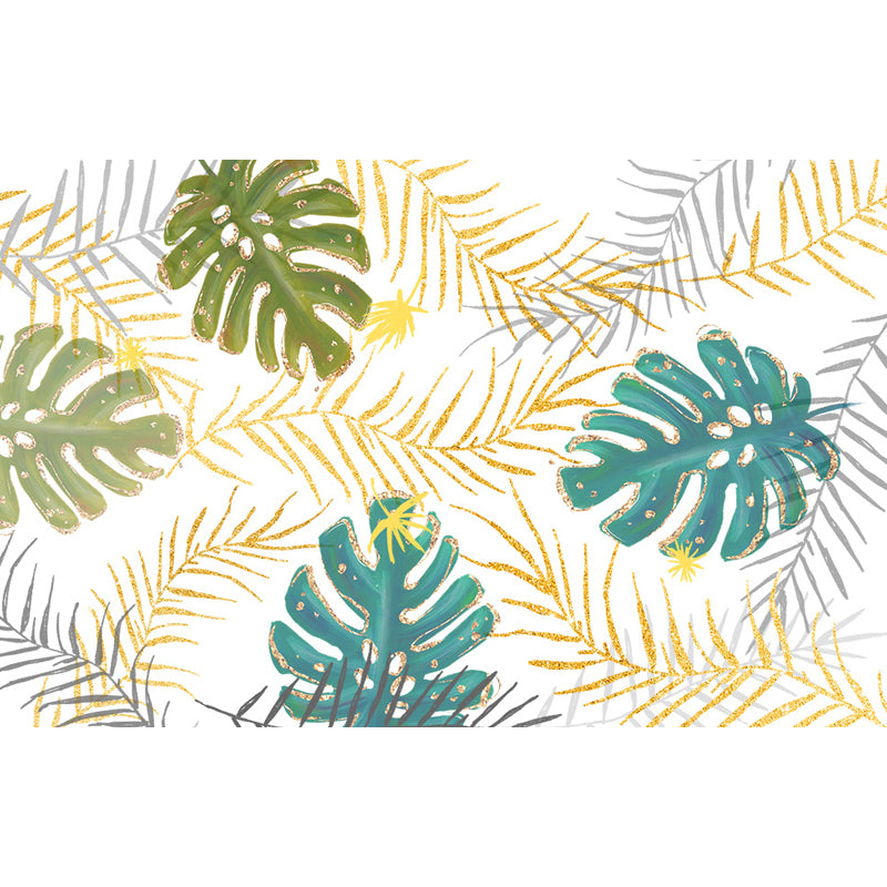 Waterproof Leaves Wall Mural Tropical Non-Woven Wall Decor, Custom Size Available Clearhalo 'Wall Decor' 'Wall Mural' 1646653