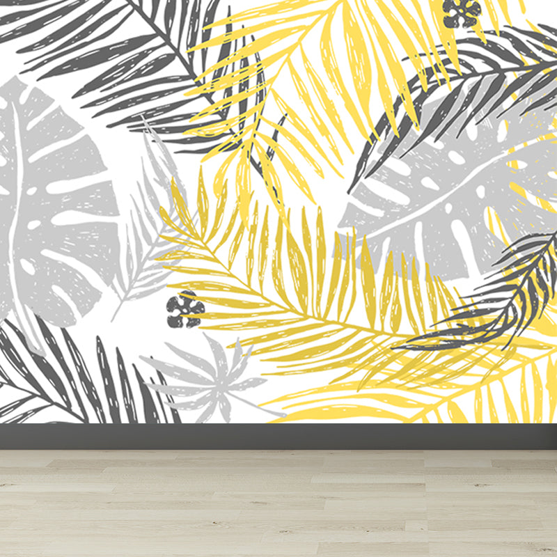 Waterproof Leaves Wall Mural Tropical Non-Woven Wall Decor, Custom Size Available Clearhalo 'Wall Decor' 'Wall Mural' 1646656