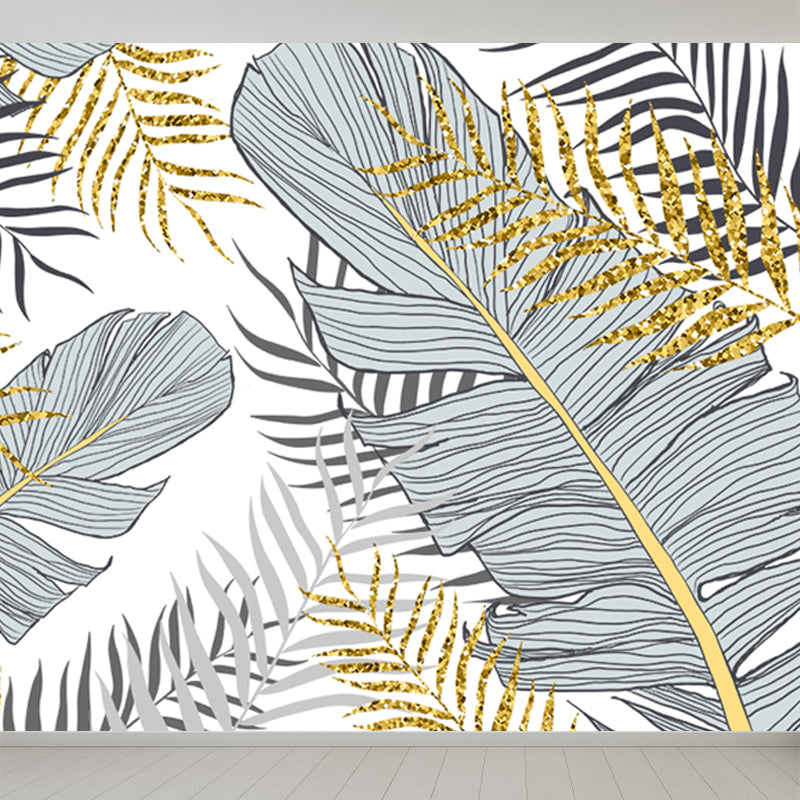 Waterproof Leaves Wall Mural Tropical Non-Woven Wall Decor, Custom Size Available Clearhalo 'Wall Decor' 'Wall Mural' 1646667