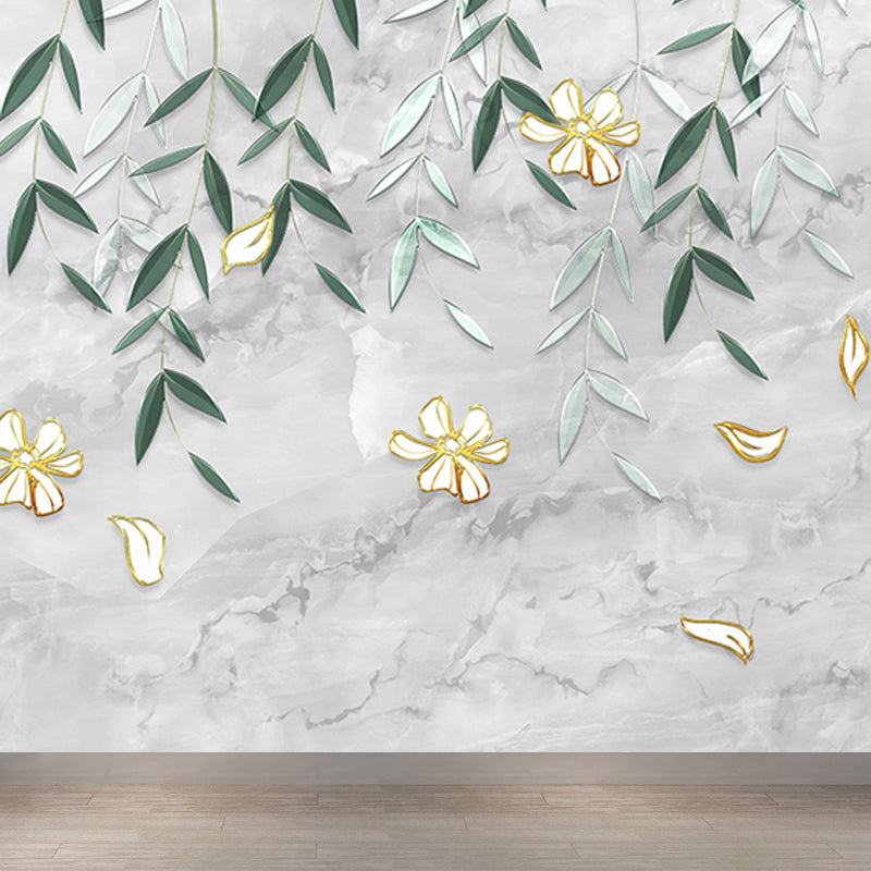 Modern Leaves Print Mural Soft Color Living Room Wall Art, Custom Size Available Clearhalo 'Wall Decor' 'Wall Mural' 1646671