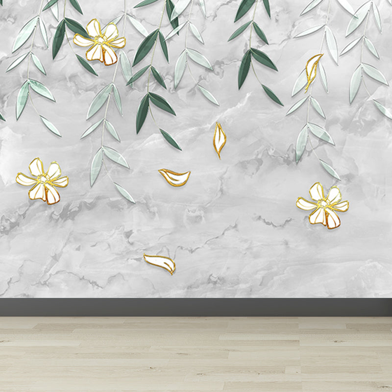 Modern Leaves Print Mural Soft Color Living Room Wall Art, Custom Size Available Clearhalo 'Wall Decor' 'Wall Mural' 1646672