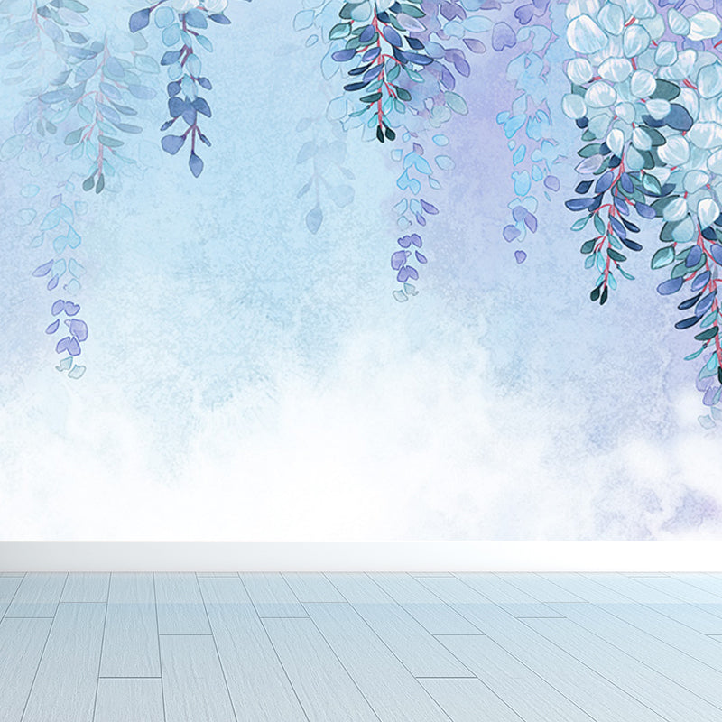 Modern Leaves Print Mural Soft Color Living Room Wall Art, Custom Size Available Purple Clearhalo 'Wall Decor' 'Wall Mural' 1646675