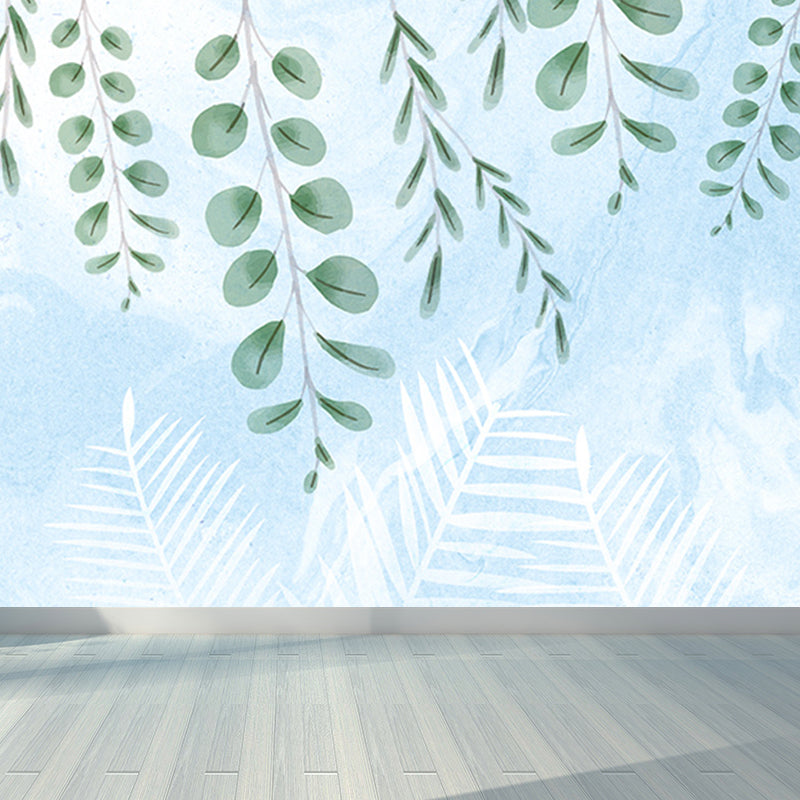 Modern Leaves Print Mural Soft Color Living Room Wall Art, Custom Size Available Clearhalo 'Wall Decor' 'Wall Mural' 1646681