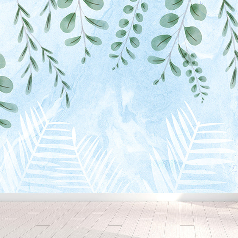 Modern Leaves Print Mural Soft Color Living Room Wall Art, Custom Size Available Clearhalo 'Wall Decor' 'Wall Mural' 1646682