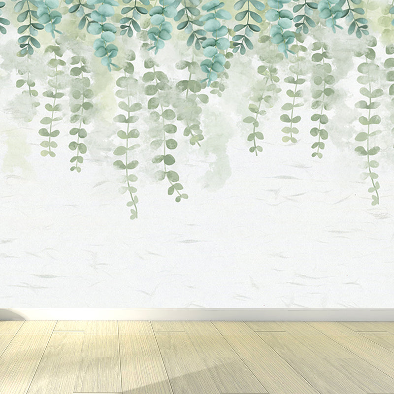 Modern Leaves Print Mural Soft Color Living Room Wall Art, Custom Size Available Green Clearhalo 'Wall Decor' 'Wall Mural' 1646685