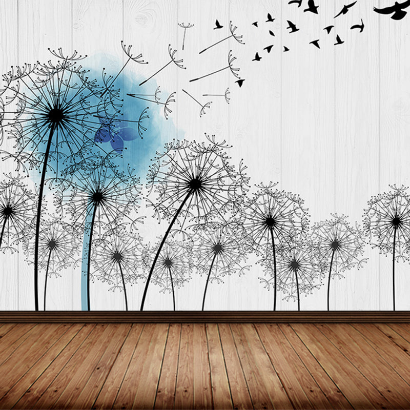 Soft Color Dandelion Mural Decal Moisture-Proof Modern Living Room Wall Covering Clearhalo 'Wall Decor' 'Wall Mural' 1646691